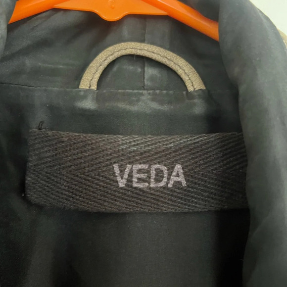 Veda Brown Speckled asymmetrical leather zip front jacket - Picture 3 of 8